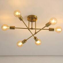 6-Head Country Style Branch Ceiling Light, Creative & Personalized Small Living Room Light, Minimalist Bedroom Ceiling Lamp, Lighting Fixture - Multicolor - View 1