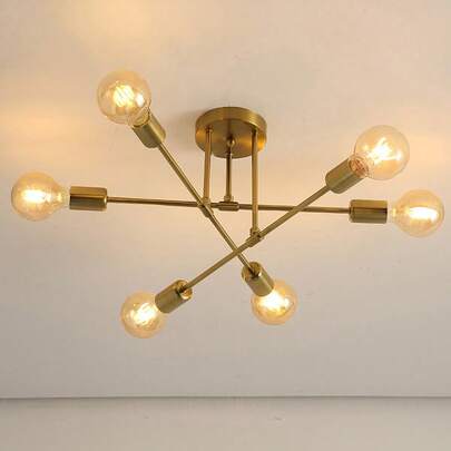 6-Head Country Style Branch Ceiling Light, Creative & Personalized Small Living Room Light, Minimalist Bedroom Ceiling Lamp, Lighting Fixture