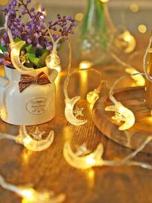 1pc 1.5/3/6m Plastic Ball Moon Decoration String Lights, Battery Powered Indoor Moon Decoration String Lights, Room Decor, Bedroom Decor, Wall Decor Lights, Holiday Decor Star Moon String Lights, Outdoor Decoration Lights - đèn vàng - Xem 11