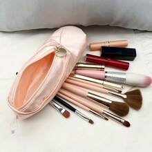 1 Piece Retro French Ballet Shoe Design Pencil Case, Large-Capacity Cosmetic Bag, Portable And Exquisite Multi-Functional Storage Bag, Suitable For Stationery, Pencils, Lipstick, Eyebrow Pencil, Eyeliner - Polyester, Hand Or Dry Cleaning, Cosmetic Bag - Hồng - Xem 3