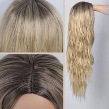 Peluca rubia ombre con raíces oscuras, ondulada natural, larga, rizada, peluca sintética para mujeres, cosplay,, uso diario - Azul índigo - Ver 2