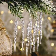 12/24/36pcs Crystal Clear Christmas Tree Ornaments Icicle Decorations, Suitable For Holiday And Winter Party Decor