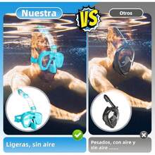 Kit de Esnórquel para Adultos, Juego de Esnórquel Buceo Seco Desmontable de Una Pieza con Vista Panorámica de 180°, Máscara Antiniebla Antifugas Respiración Libre con Soporte para Cámara,38257387 - Rojo violeta - Ver 2