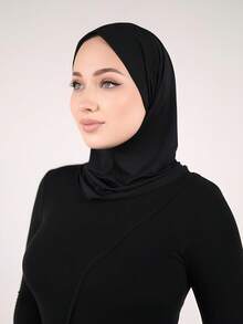 1 chiếc mũ trùm đầu nữ màu trơn có dây rút, đa năng dùng được cả dưới dạng băng đô/khăn quàng cổ/mũ co giãn, 3 cách đội, dây thun rộng thoáng khí thoải mái, thấm hút mồ hôi, chống trượt, phù hợp cho sinh hoạt hàng ngày, tập luyện, yoga, thể dục và thời trang. - màu đen - Xem 4