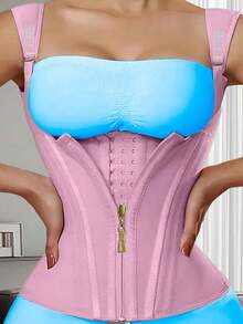 1 قطعة مشكل الخصر قابل للتعديل بسحاب مع شكل الجسم المضغوط مزدوج، حزام الخصر، للارتداء اليومي، تحت الفستان - وردي - مشاهدة 3