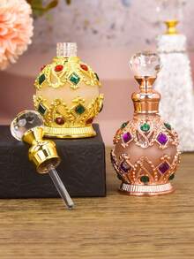 1pc New Dubai Arabian Egyptian Style 15ml Perfume Essential Oil Glass Refillable Bottle - Multicolor - View 2