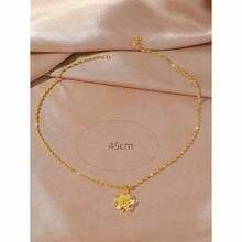 1pc Glamorous Gold-Plated Lily Flower Vintage Style Necklace, Suitable As Women's Day, Holiday Jewelry Gift - Bạc - Xem 3