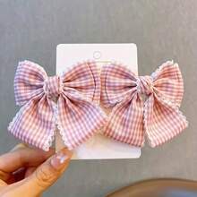 2pcs Coquette Checkered Bow Hair Clips, Preppy Fabric Hair Bows For Women & Girls, Cute Plaid Barrettes, Aesthetic French Style Hair Accessories, Sweet Bowknot Set - 2 gói màu xanh - Xem 2