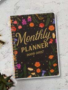 Trees Monthly Planner 2026-2027, A5 Spiral Bound Monthly Notebook, Simple Monthly Schedule Organizer For Work Home School, Office Supplies Valentine's Day - Black - View 1
