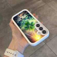 Funda de Teléfono con Patrón de Trébol de Cuatro Hojas Adecuada para Samsung Galaxy A03s/A10s/A13/A14/A15/A30/A20s/A22/A24/A25/A31/A32/A33/A34/A35/A50/A30s/A51/A52/A53/A54/A55/S20/S21/S22/S23/S24/S25/M15/M31/M34/M35/M54/M55 Funda Suave de Escalera de Ojos Celeste Clásica en Blanco y Negro de Dos Tonos Antigolpes Protección Completa Regalo de Elemento de Alta Gama a la Moda Mejor Opción - Multicolor - Ver 10