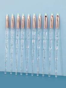 1/2/5/10支装扁平斜角眼线刷，钻石闪粉手柄，柔软纤细斜角合成刷毛，精准眉刷，适用于眉粉、眉胶、眼线笔 - 彩色 - 查看 6