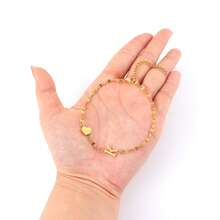 1 pieza Pulsera de cadena de labios de acero inoxidable dorado con inicial en forma de corazón, para mujer