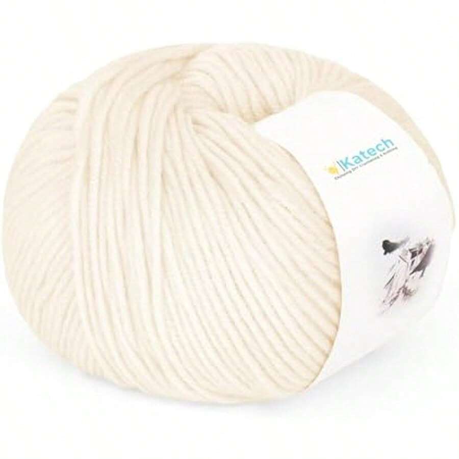 Cotton Yarn For Crocheting-55% Cotton 45% Acrylic-Super Soft Milk Cotton Yarn-Great Crochet And Knitting Starter Kit For Colorful Craft-1pack(Beige) - 米色 - 查看 1