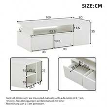 100*50*35cm LED Lighting Tea Table, Living Room Coffee Table, Sofa Table With 2 Drawers, Coffee Table With A Total Load Capacity Of 60kg, White Living Room Table With Plenty Of Storage Space - White - View 12