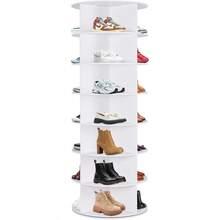 7 Tier Rotating Shoe Rack Shoe Display With Lazy Susan Revolving 360 Shoe Tower Storage Round Carousel Vertical Handbag Rotate Shoes Closet Organization 23.6" W X 63.4" H - như hình - Xem 7