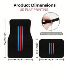 4件套新款简约三色条纹汽车脚垫，车辆地板衬垫，汽车脚垫 - 通用型，适用于卡车、SUV、轿车 - 涤纶材质 - 汽车内饰配件 - 送给男士、女士的完美礼物，情人节、圣诞节礼物，汽车内饰配件 | 时尚脚垫 | 涤纶脚垫，汽车脚垫 - 彩色 - 查看 3