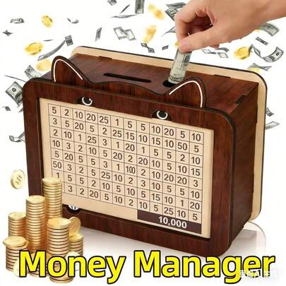 1 pieza Alcancía con forma de gato lindo para reto de ahorro, caja de ahorro con meta de 1000/5000/10000 con bolígrafo y hoja de seguimiento de ahorros, frasco reutilizable para almacenar monedas y efectivo para presupuestar