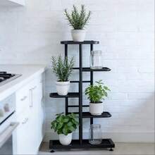 5-Tier Black Metal Plant Stand Multi-Layer Flower Pot Holder Display Rack Space-Saving Corner Storage Shelf For Indoor Outdoor Living Room Bedroom Balcony Decor - Black - View 7