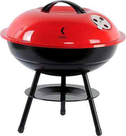 Asador PortáTil - Parrilla PortáTil Con Tapa - 36 De DiáMetro - Estilo Outdoor - Para Carne Asada - Asador De Exterior Camping - Resistente - Compacto - FáCil De Usar