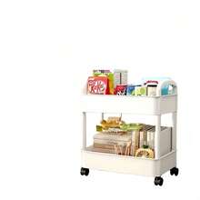 Multi-Tier Rolling Storage Cart - Compact Design Saves Space, Sturdy Plastic Structure, Suitable For Kitchen, Bathroom, Bedroom, Office, Warehouse, Garage - Easy Assembly, Multi-Functional Multi-Tier Shelving, Home Storage Rack