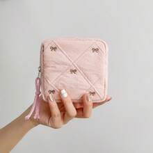 Vadderad rosett sminkväska, resenecessär, läppstiftspåse multifunktionell förvaringspåse för bindor - Multifärgad - Visa 5