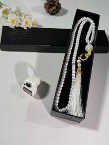 Elegant Gift Set: Mini Ring Counter + 99pcs Pearl Tassel, 99pcs Faux Pearl Muslim Prayer Beads, Electronic Ring Counter With LED Night Vision, Compact Design, Portable, Multiple Colors Available, Practical And Stylish, LED Night Vision Display, Suitable For Prayer Counting, Business Counting, Home Use, Holiday Gifts, Etc. - Multicolor - View 12