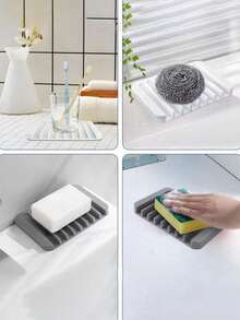 1个硅胶皂碟，创意皂盒，皂托，沥水皂盘 - 彩色 - 查看 9