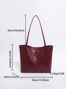 Borsa a spalla multifunzionale di moda da donna con grande capacità, nuova borsa in tela, design elegante, adatta per scuola, pendolarismo e shopping (ciondolo non incluso) - Bordò - Visualizzare 10