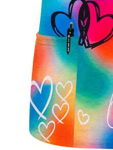 Valentine's Day Colorful Heart Print V-Neck Short Sleeve Nurse Uniform Top With Pockets, Suitable For Staff Spring - Multicolor - View 5