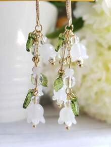 1pc Fashion Summer Long Tassel Pearl Drop Earrings, Suitable For Women's Daily Wear - Multicolor - View 5