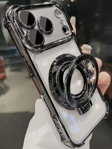 1pc Luxury Fashion Airbag Protective Camera Lens Film With Magnetic Stand, Compatible With IPhone 6/7/8/X/XS/XR/11/12/13/14/15/16/16E/17/17PM, S22/23/24/25/S24 FE/S25 EDGE, A04/05/06/A14/A15/A16/A24/A25/A34, Redmi Note 7/8/9/10/11/12/13, Redmi 9/10/12/13C - Gold - View 2