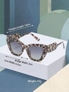 1pc Tortoiseshell Frame Irregular Fashion Glasses, Tortoiseshell Patterned Frame, Gradient Gray Lenses, Oversized One-Piece Frame Design, Retro Chic Fashion Women Fashion Glasses - Multicolor - View 6