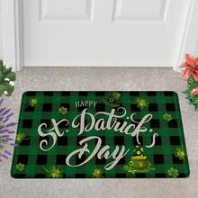 1/2pcs Lucky Four-Leaf Clover St. Patrick's Day Style Linen Rubber Kitchen Mat Set-Popular Carpet, Suitable For Porch, Living Room, Laundry Room And Bathroom-Very Suitable For Home Decoration. - Multicolor - View 4