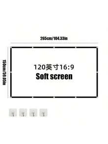 72-120 Inch White Projector Screen, Projection Screen16:9 HD Hanging Movie Screen Foldable Anti-Crease, For Outdoor, Indoor, Camping, Meeting Room - one-size - View 14