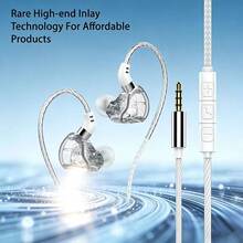 有线入耳式耳机 - 双动圈HiFi立体声，降噪耳塞，橡胶舒适贴合，适用于动漫/电影/电视/游戏 - 白色 - 查看 7