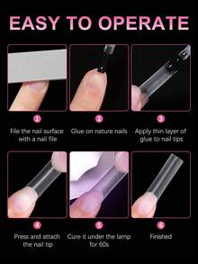 120/PCS XXL Shallow-Pressed Nail Plates, Extra-Large, Ultra-Thin, Seamless Artificial Nails, Square And Pointed Shapes Pressed Onto The Nails, Suitable For Girls And Women To DIY Manicure