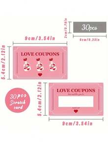 30张情人节婚礼DIY告白游戏刮刮卡，DIY婚礼派对游戏卡，生日派对互动刮刮赢游戏卡 - 粉色 - 查看 3