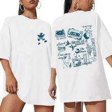 1pc Women's Oversized Concert Album Shirts Rock Band Tees For Women Hip Hop Gifts For Concert Lovers Music Festival Outfits Tops  For All Seasons - 白色 - 查看 1