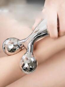 3D Face Massage Roller And Stainless Steel Gua Sha Board Set, Face Sculpting Tool, Effectively Reduces Puffiness And Redness, Metal Skincare Massager, Perfect For Morning Skincare, Post-Workout Recovery, And Travel Self-Care, Especially Suitable For Acne-Prone Skin, Busy Professionals, And Skincare Beginners, Great Gift For Valentine's Day And Mother's Day - Silver - View 5