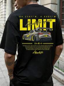 Men's Summer Fashion Minimalist Racing Element Print Round Neck Short Sleeve T-Shirt | Basic Style Street Casual Versatile Top - Black - View 3