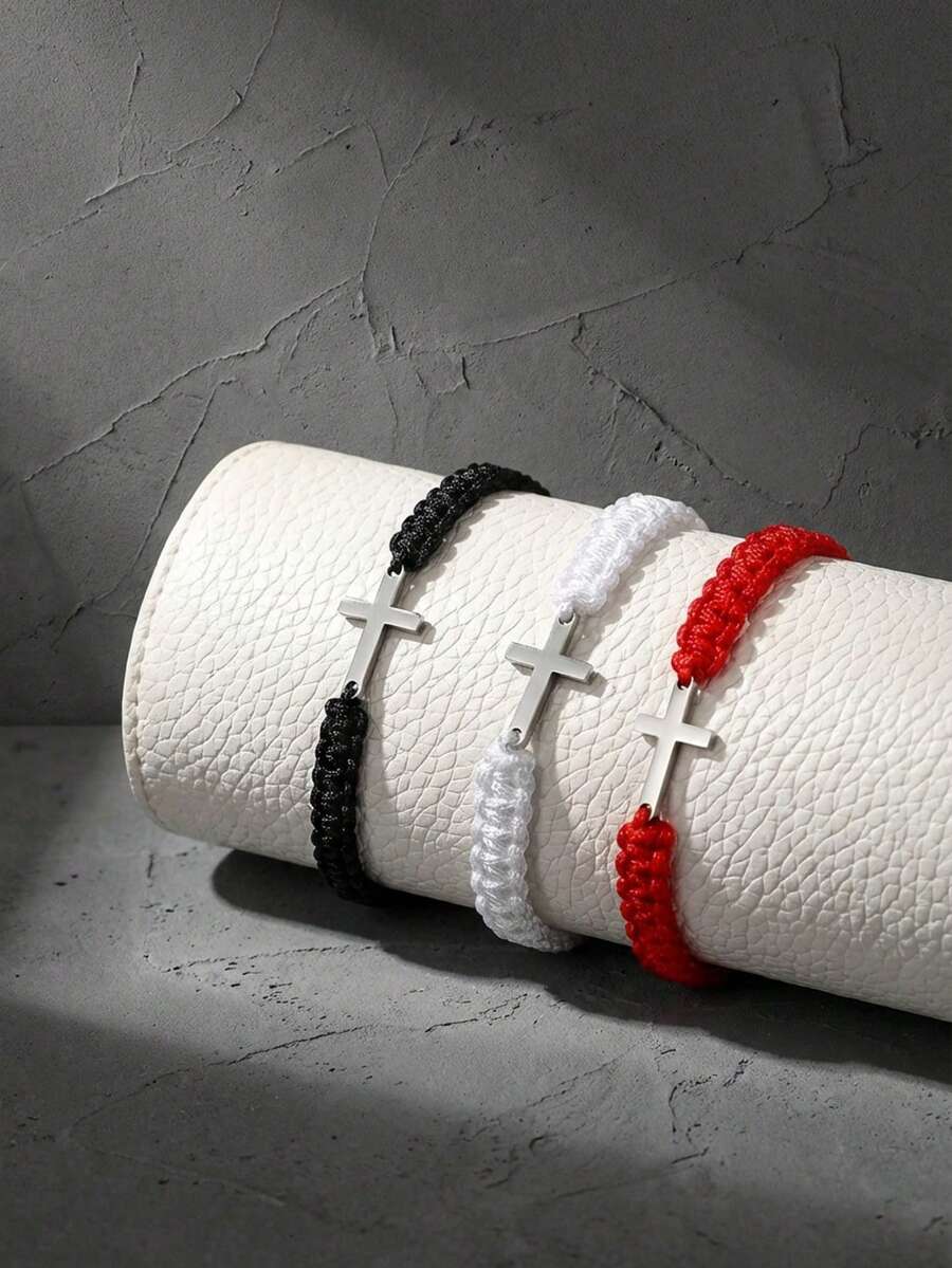 1 chiếc vòng tay hình thánh giá dệt thủ công tối giản, unisex, thích hợp làm vòng tay tình bạn hoặc vòng đeo tay. - Nhiều màu - Xem 1