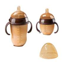 150ml/240ml Baby Realistic Breastfeeding Silicone Bottle, Anti-Colic, & Reliable Weaning Tool With Handle - Mocha Brown - View 14