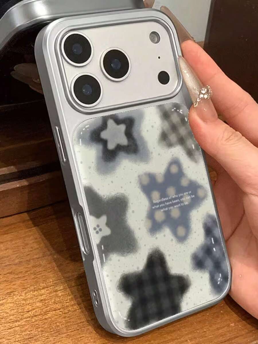 Inspirational Plush Star Pattern Phone Case Compatible With Apple 17 Pro Max, 16 Pro, 15, 14, 13 Pro, 12, 11, Anti-Drop, Minimalist Creative Design, High-Quality Protective Cover, Holiday Gift, Suitable For Various Occasions - Multicolor - View 1