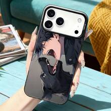 Precio al por mayor de entrega local de la fábrica de origen para la funda de teléfono de TPU negra transparente y colorida con diseño de anime de niño y perro negro, estilo INS, agarre cómodo para iPhone 17/17Air/17Pro/16/16E/16Pro/16Plus/16Pm/15/Plus/Pro/Prom - Plateado - Ver 3