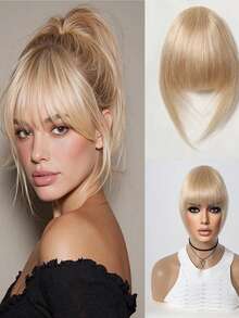 Human Hair Bangs Clip In Black Cut Fringe Hairpiece Natural Black Blonde Brown Bangs Clip In Hair Extensions Straight Remy - Multicolor - View 1