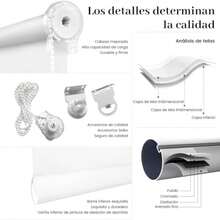 CYPNNANWEI Persianas Enrollables 100% Blackout Free Stop Cortinas Desplegables Cortinas Tejidas con Aislamiento Adecuadas para el hogar y la Oficina Blanco 140An x 180Al cmFashion - 219617112 - Ver 5