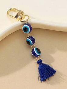 1pc Car Hanging Tassel Keychain, Blue Evil Eye Keychain, Turkish Amulet Keychain, Meaning Good Luck And Warding Off Bad Luck - Multicolor - View 4
