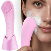 2026 Facial Cleansing BrushPRITECH Facial Cleansing Brush Rechargeable Silicone Face Scrubber With Heat Massage D Vibrating Exfoliator Scrubber For Deep Cleaning Waterproof Face Brush For Wom And M Pink - 粉色 - 查看 2