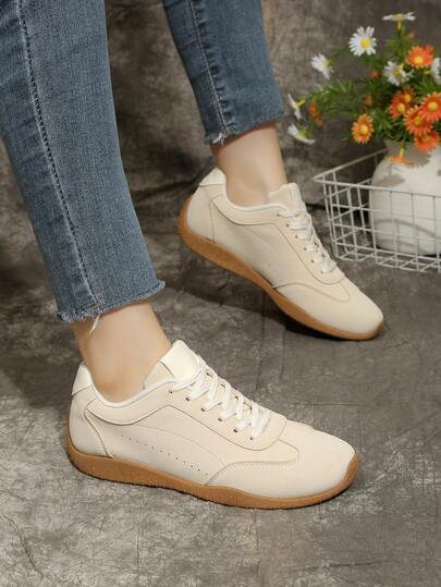 Plus Size Women's Retro Casual Flat Shoes, Round Toe Lace-Up Sports Casual Shoes, Spring/Autumn 2025 New Arrival