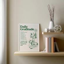 1幅复古绿色励志感恩每日海报，房间装饰美学可爱向日葵蝴蝶食物帆布墙画复古墙饰，适用于厨房、餐厅、家居装饰，无框，生日、毕业礼物。 - A - 查看 4